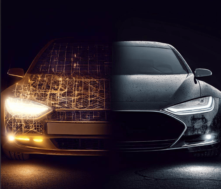 tesla model 3 matrix headlights vs old